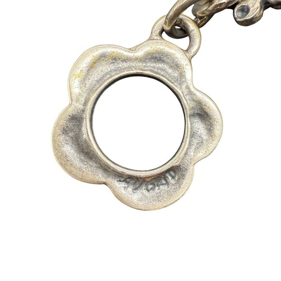 Vintage AVGAD Bracelet Hammered Iridescent Crystal Floral Rectangular Panels Ban - Picture 6 of 9